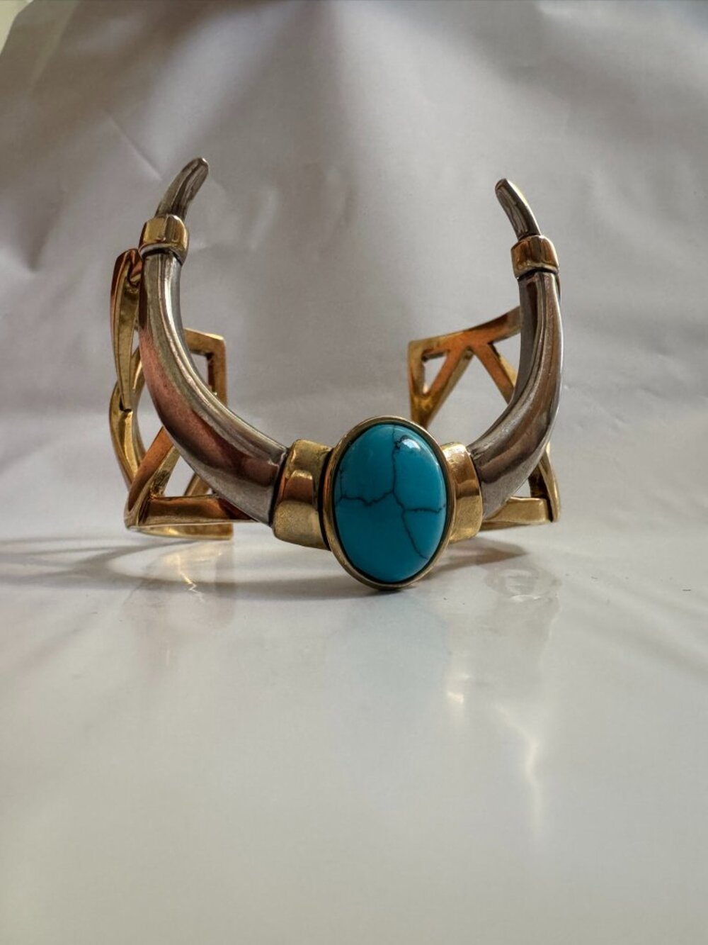 House of Harlow 1960 Open Weave Horn Cuff Turquoise